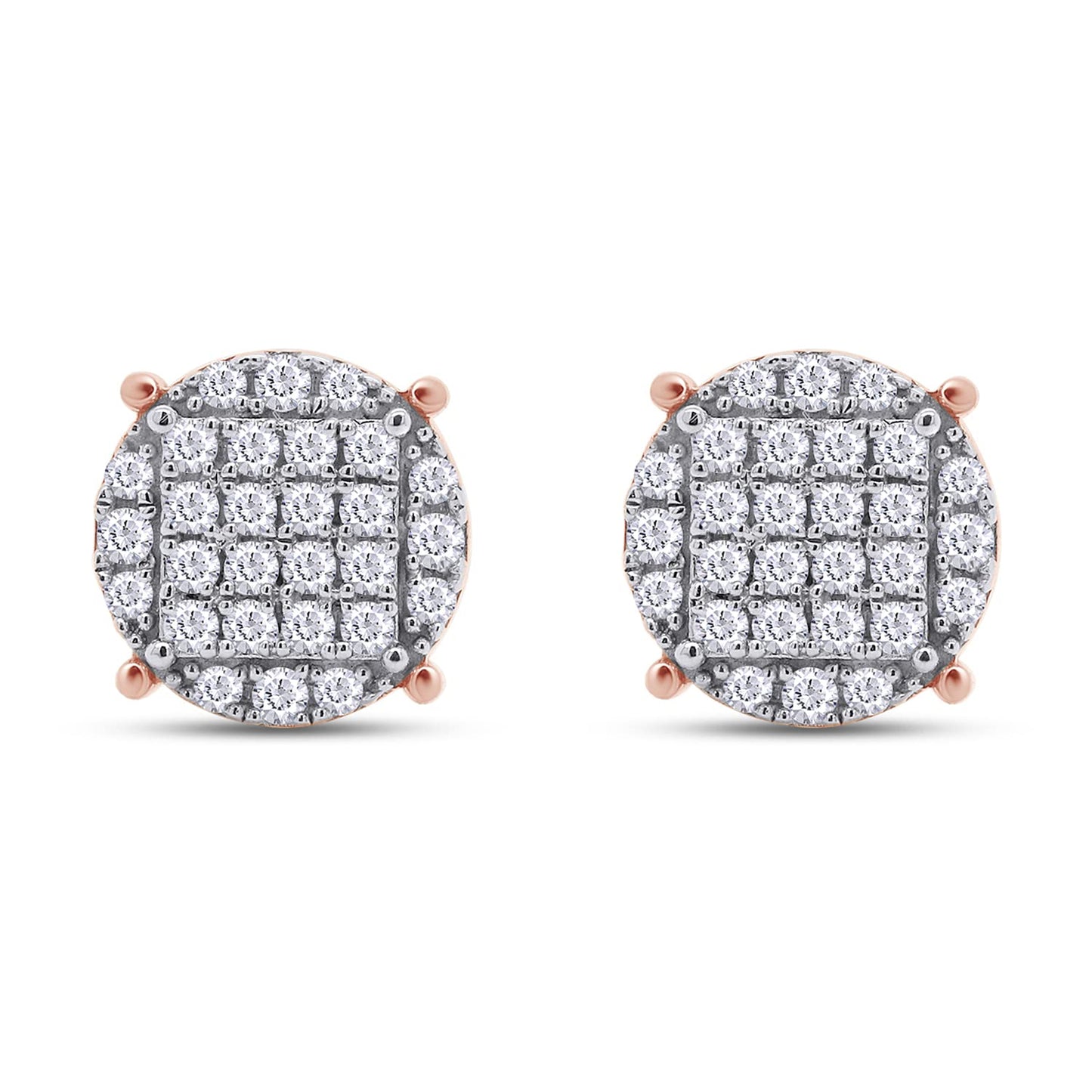 2/5 Carat Round Cut Lab Created Moissanite Diamond Screw Back Cluster Earrings In 925 Sterling Silver (0.40 Cttw)