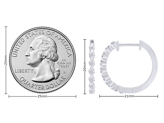 1/2 Carat Lab Created Moissanite Diamond Huggie Hoop Earrings In 925 Sterling Silver Jewelry For Women (0.50 Cttw)