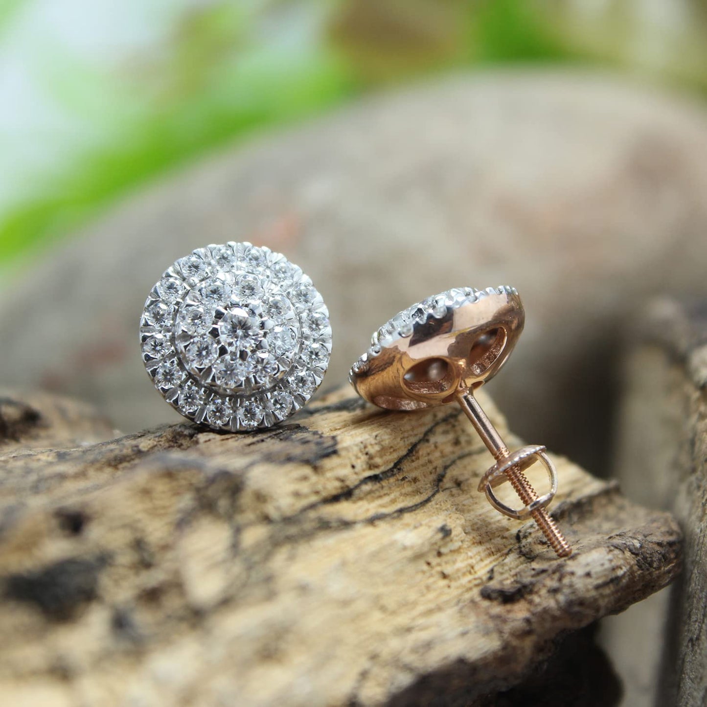 8/9 Carat Lab Created Moissanite Diamond Screw Back Halo Cluster Earrings In 925 Sterling Silver (0.90 Cttw)