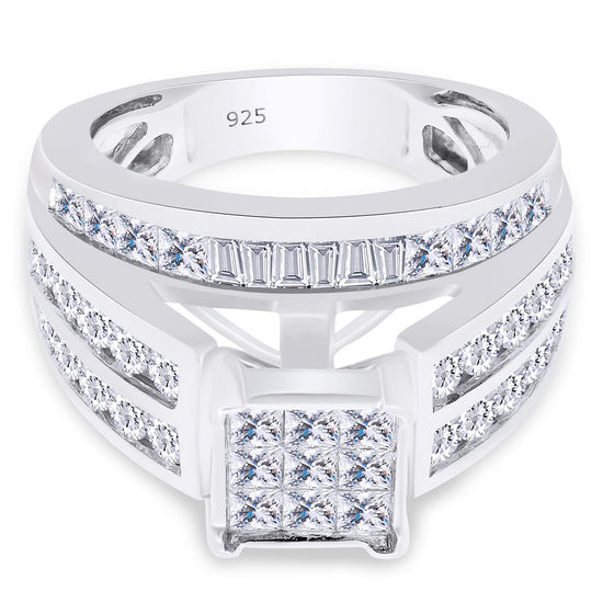 2.50 Carat Multi Cut Lab Created Moissanite Diamond Square Head Cluster Wedding Engagement Bridal Ring in 925 Sterling Silver