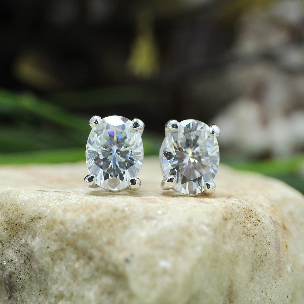 
                      
                        2.50 Carat Oval Cut Lab Created Moissanite Diamond Push Back Solitaire Stud Earrings In 925 Sterling Silver (2.50 Cttw)
                      
                    