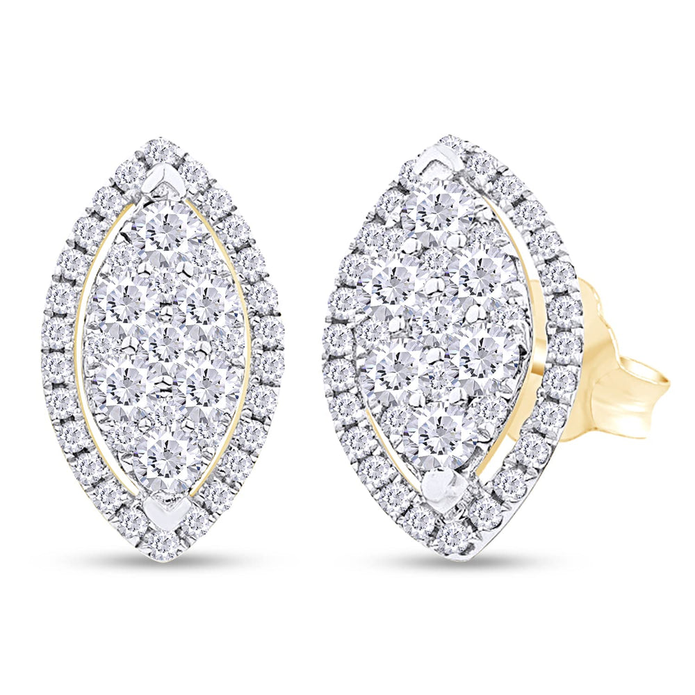 
                      
                        1 Carat Round Lab Created Moissanite Diamond Push Back Marquise Halo Cluster Stud Earrings In 925 Sterling Silver (1 Cttw)
                      
                    