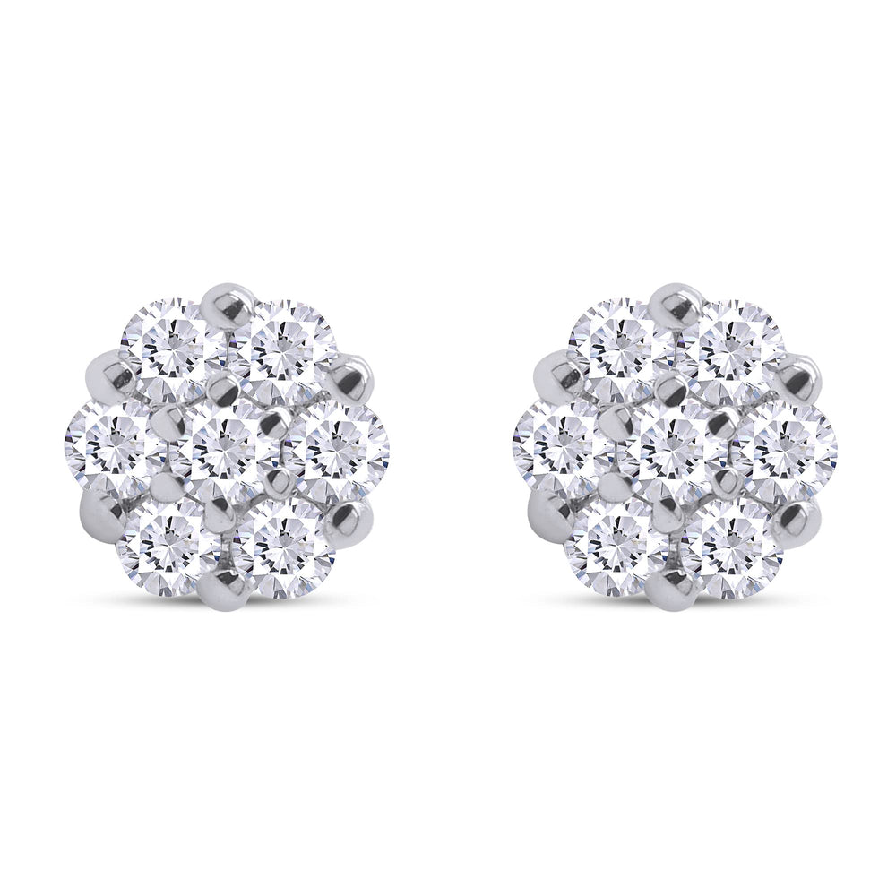 
                      
                        1.50 Carat Lab Created Moissanite Diamond Flower Cluster Stud Earrings In 14K Solid Gold
                      
                    