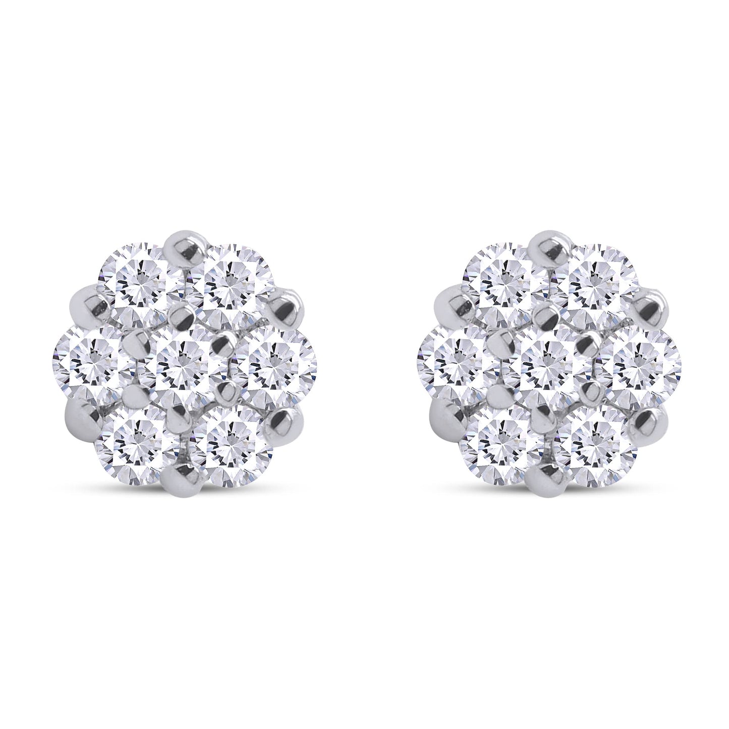 1 1/2 Carat Lab Created Moissanite Diamond Flower Cluster Stud Earrings In 10K Solid Gold (1.50 cttw)