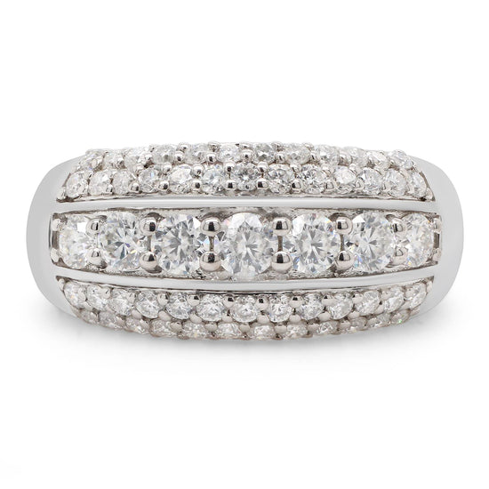 1.10 Carat Round Cut Lab Created Moissanite Diamond Multi-Row Anniversary Wedding Band Ring Jewelry for Women In 925 Sterling Silver