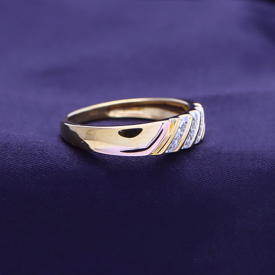 1/10 Cttw White Natural Round Diamond Two Tone Mens Wedding Band Ring In 14k Gold Over Sterling Silver (I-J Color, I2-I3 Clarity)