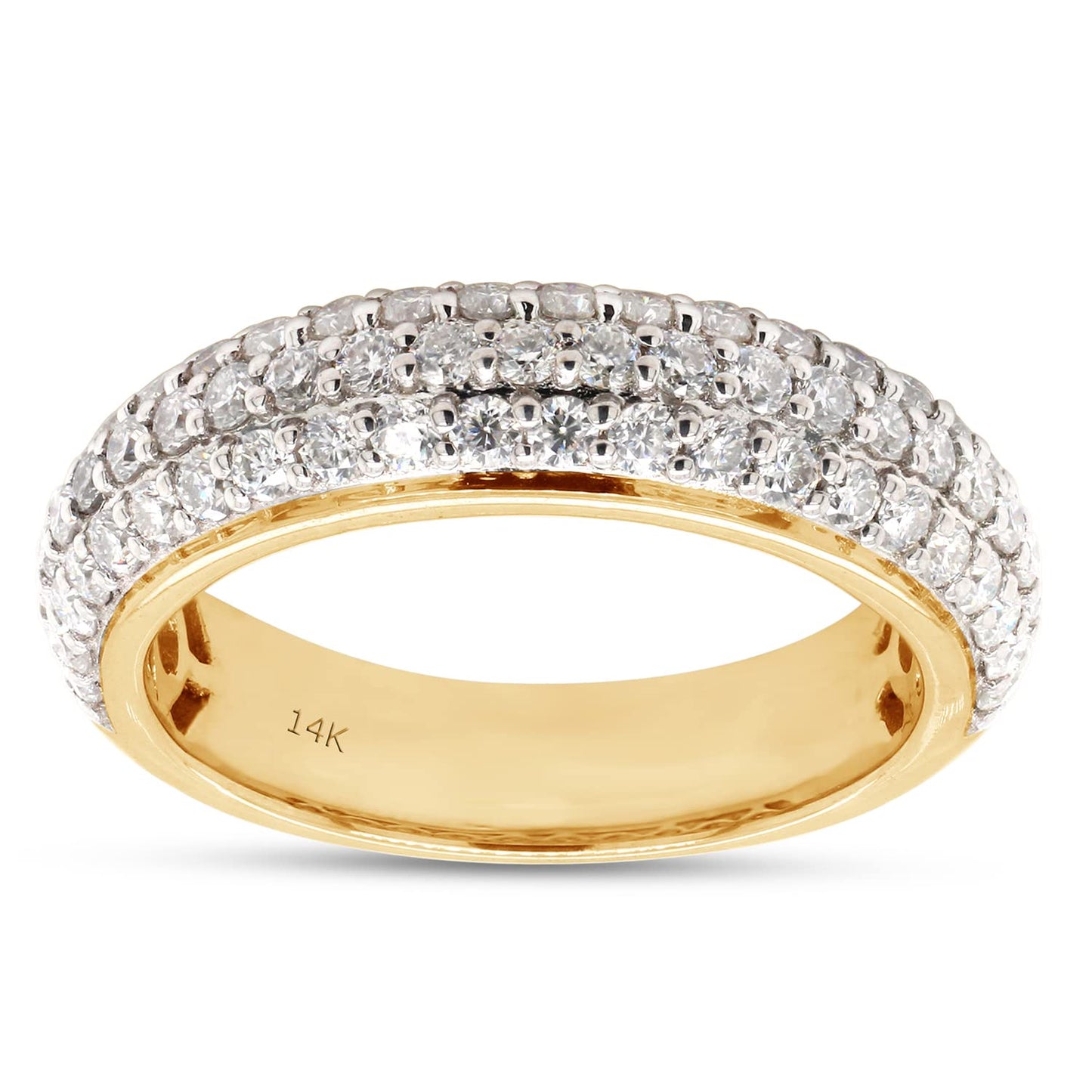 1.00 Carat Round Cut Lab Created Moissanite Diamond Three Row Eternity Wedding Band Ring for Women in 10K or 14K Solid Gold