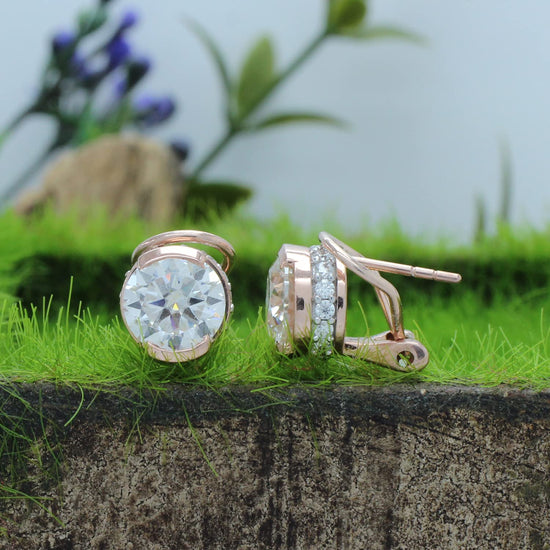 3 1/2 Carat 8MM Round Cut Lab Created Moissanite Diamond Solitaire Stud Earrings In 925 Sterling Silver (3.50 Cttw)
