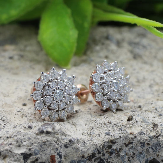 1.40 ct. t.w Round Cut Lab Created Moissanite Diamond Halo Cluster Stud Earrings In 925 Sterling Silver Jewelry For Women