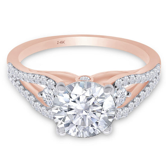1.65 Carat IGI Certified Lab Grown Diamond Vintage Style Split Shank Engagement Ring (10K/14K Solid Gold) Round Promise Ring For Women