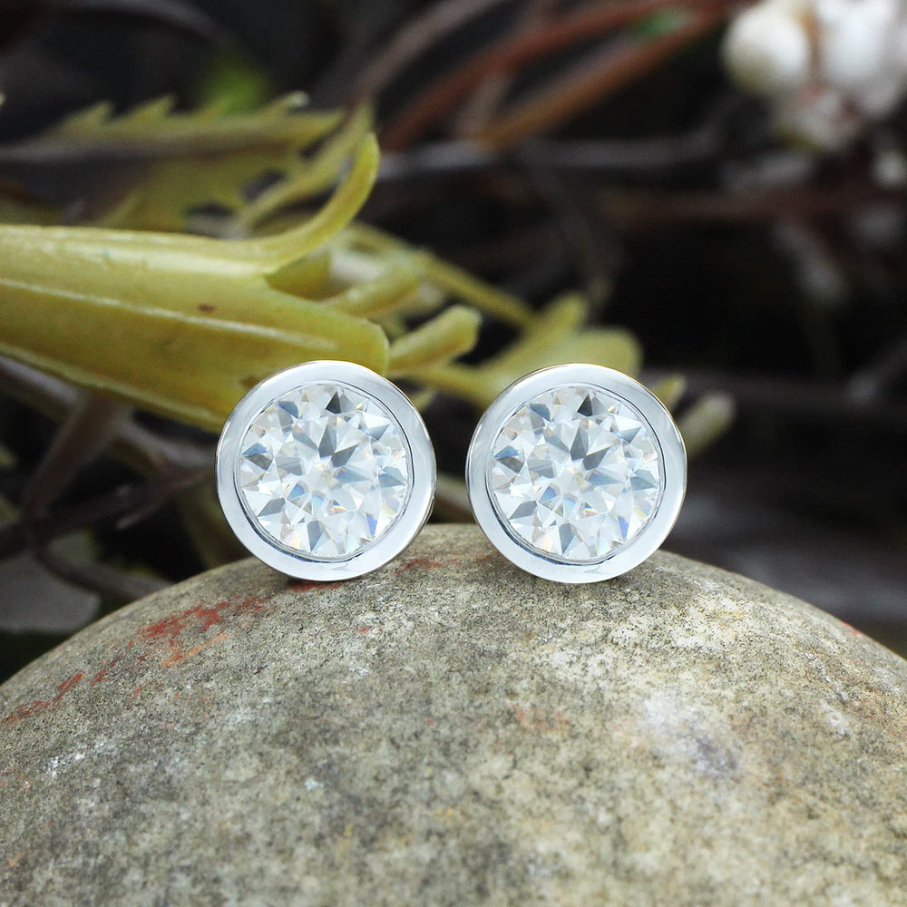 
                      
                        2 Carat 6.5MM Round Cut Lab Created Moissanite Diamond Push Back Stud Earrings In 925 Sterling Silver (2 Cttw)
                      
                    