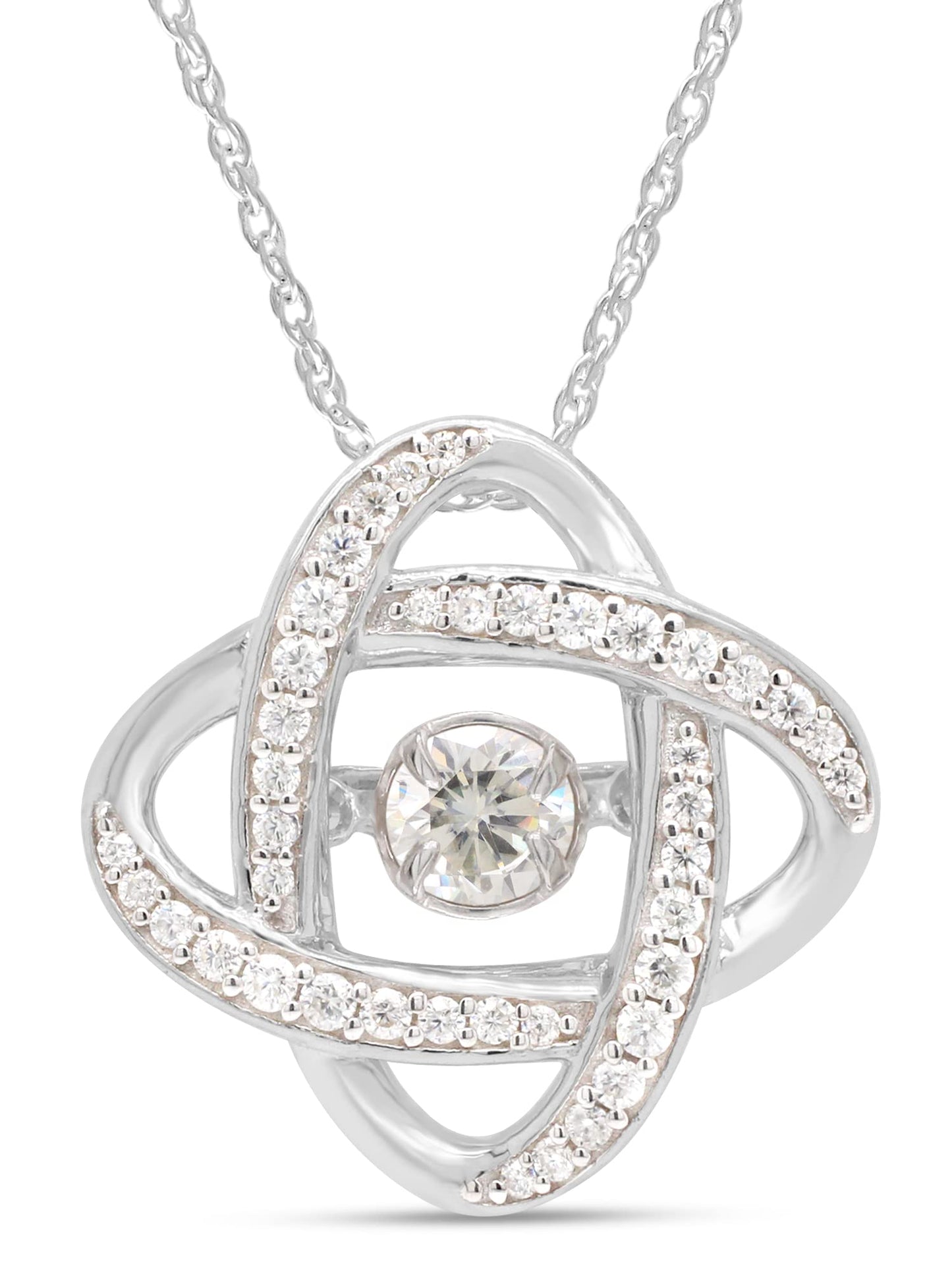 1/2 Carat Lab Created Moissanite Diamond Infinity Love Knot Pendant Necklace In 925 Sterling Silver (0.50 Cttw)