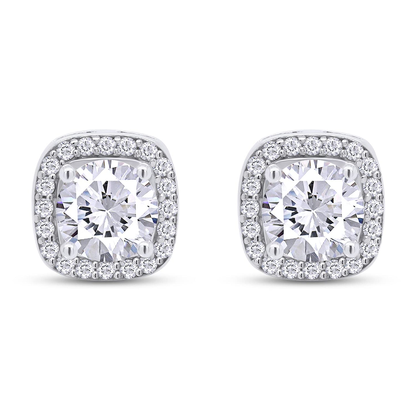 1 Carat Lab Created Moissanite Diamond Halo Stud Earring For Women In 925 Sterling Silver