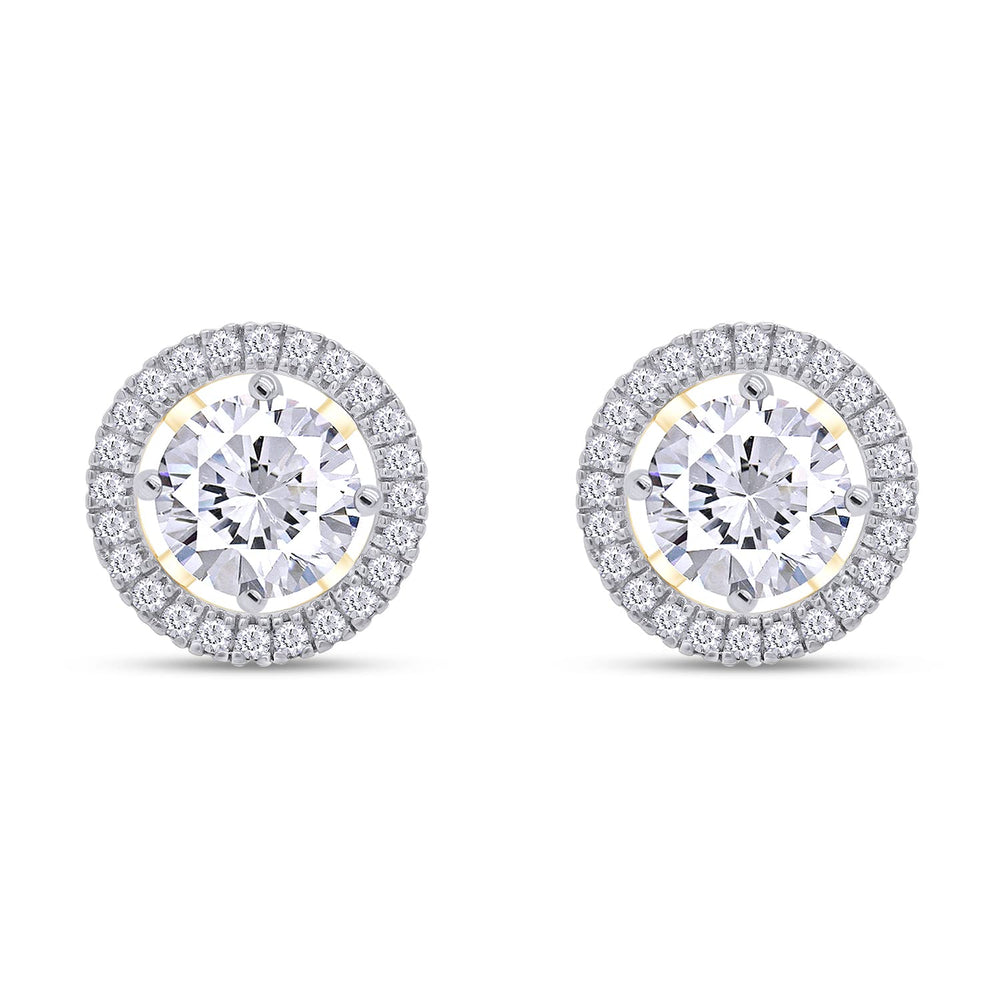 
                      
                        2 Carat Center Stone 6.5MM Round Cut Lab Created Moissanite Diamond Push Back Stud Earrings In 925 Sterling Silver (2 Cttw)
                      
                    