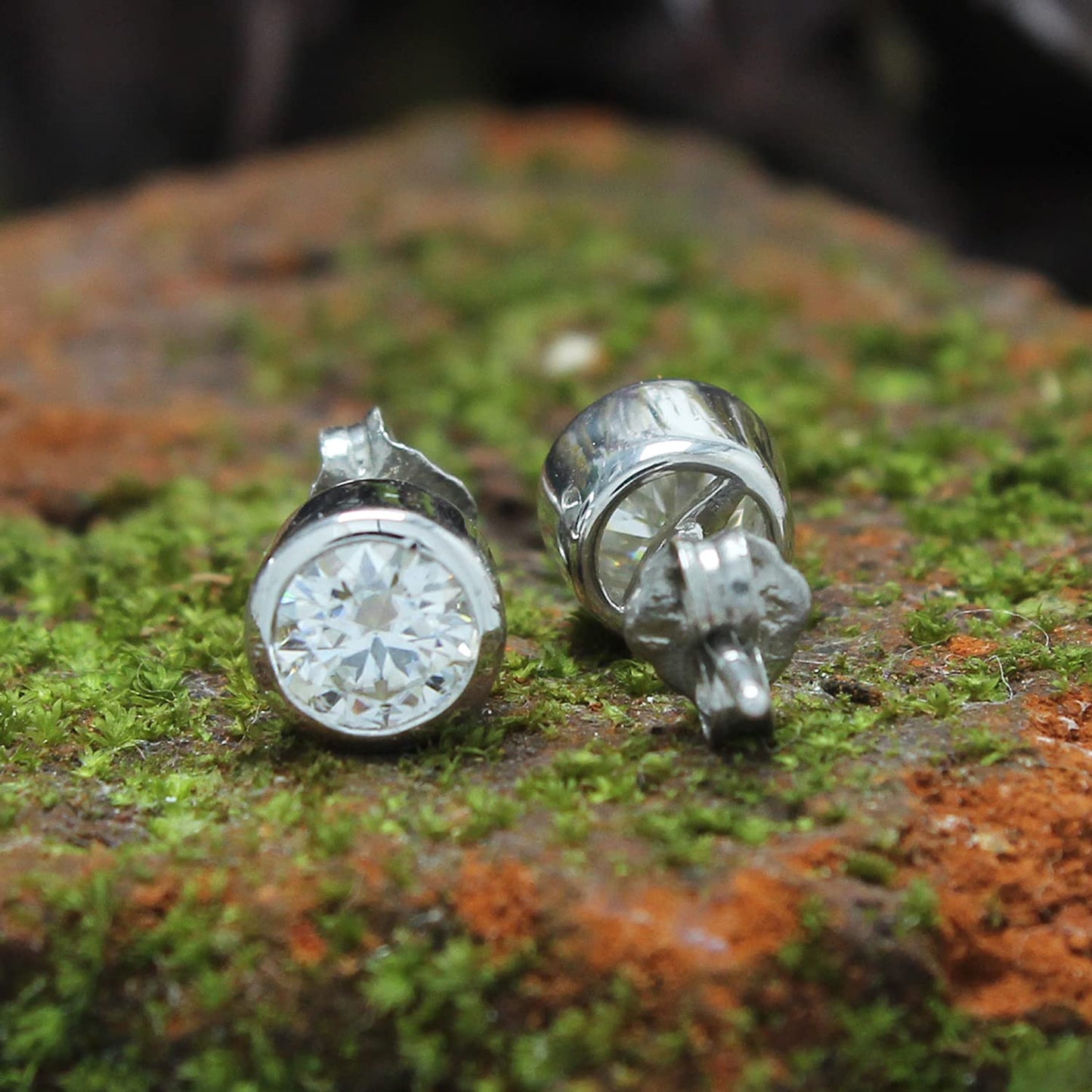 6/7 Carat 5MM Lab Created Moissanite Diamond Push Back Stud Earrings In 925 Sterling Silver (VVS1 Clarity, 0.85 Cttw)