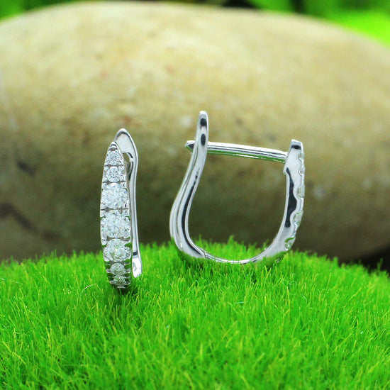 Round Cut Moissanite Lab Created Diamond Huggie Hoop Earrings For Women In 925 Sterling Silver