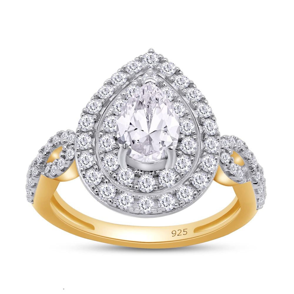 
                      
                        1.25 Carat Pear & Round Lab Created Moissanite Diamond Pear-Shaped Halo Infinity Twist Engagement Ring In 925 Sterling Silver
                      
                    