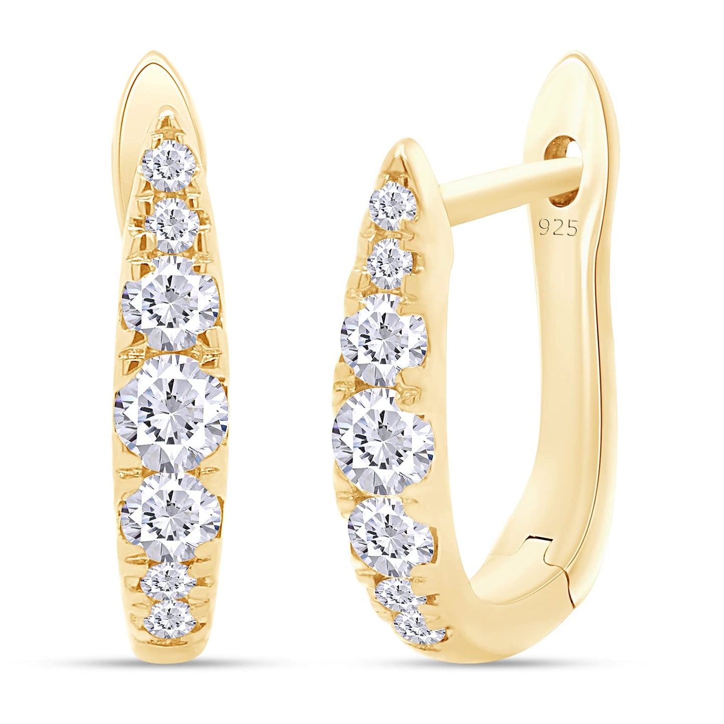 Round Cut Moissanite Lab Created Diamond Huggie Hoop Earrings For Women In 925 Sterling Silver