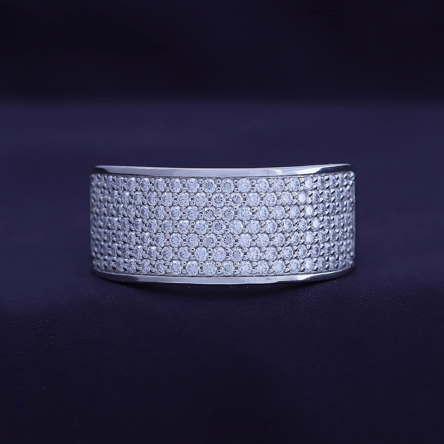 1.40 Carat Round Cut Lab Created Moissanite Diamond Dome Band Ring for Men in 925 Sterling Silver