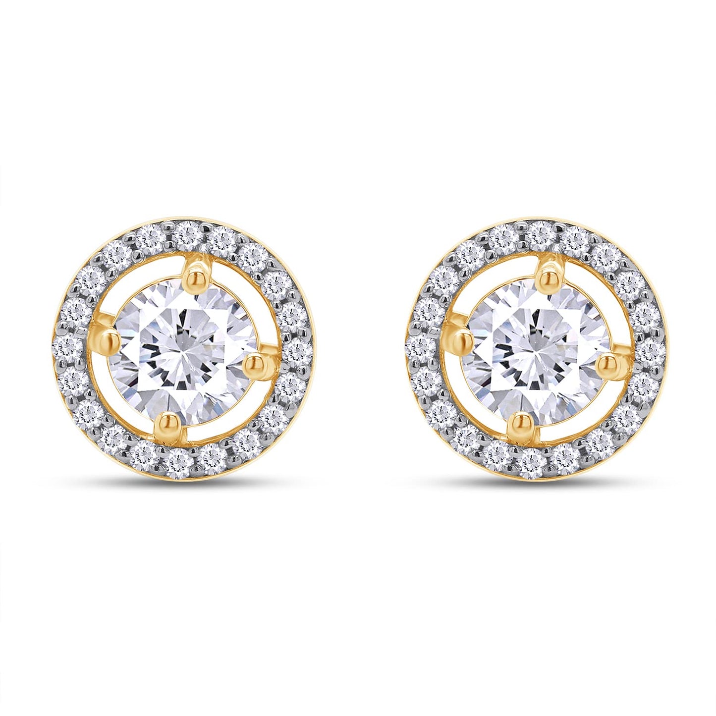 1.20 Carat Round Cut Lab Created Moissanite Diamond Push Back Halo Stud Earrings In 925 Sterling Silver (1.20 Cttw)