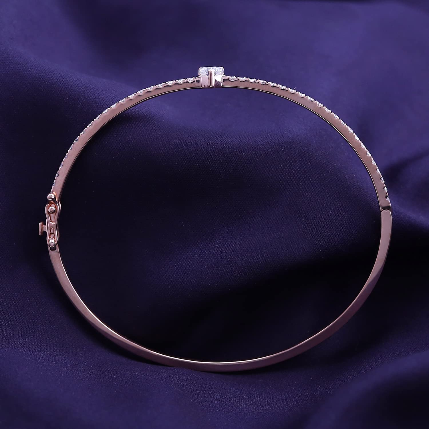 Heart & Round White Cubic Zirconia Tennis Bangle Bracelet