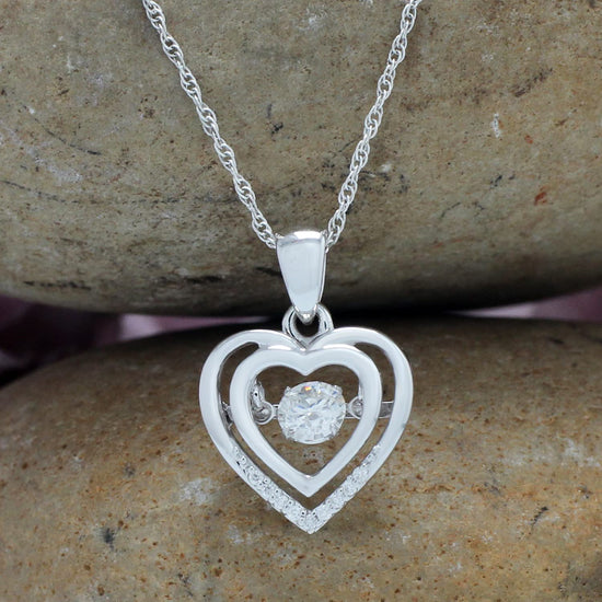1/3 Carat Lab Created Moissanite Diamond Floating Dancing Heart Pendant Necklace In 14K Solid Gold For Womens (0.36 Cttw)
