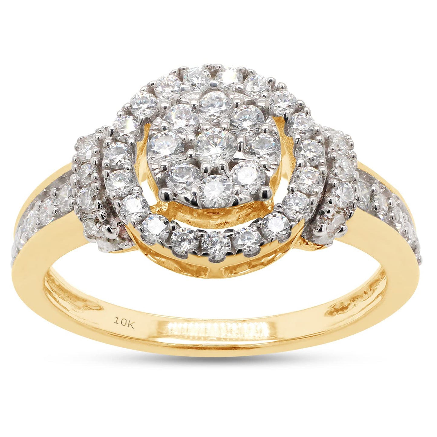 0.60 Carat Round Cut Lab Created Moissanite Diamond Cluster Engagement Ring for Women in 10K or 14K Solid Gold