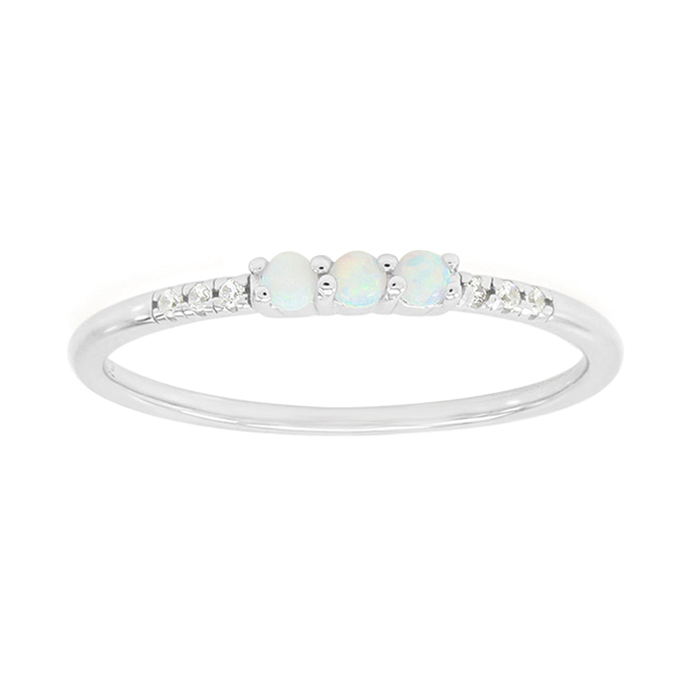 
                      
                        Dainty Stackable Opal Promise Ring Band in 14K Gold Over Sterling Silver Valentine's Day Jewelry Gift For Her
                      
                    