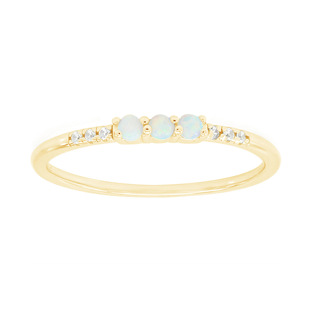 
                      
                        Dainty Stackable Opal Promise Ring Band in 14K Gold Over Sterling Silver Valentine's Day Jewelry Gift For Her
                      
                    