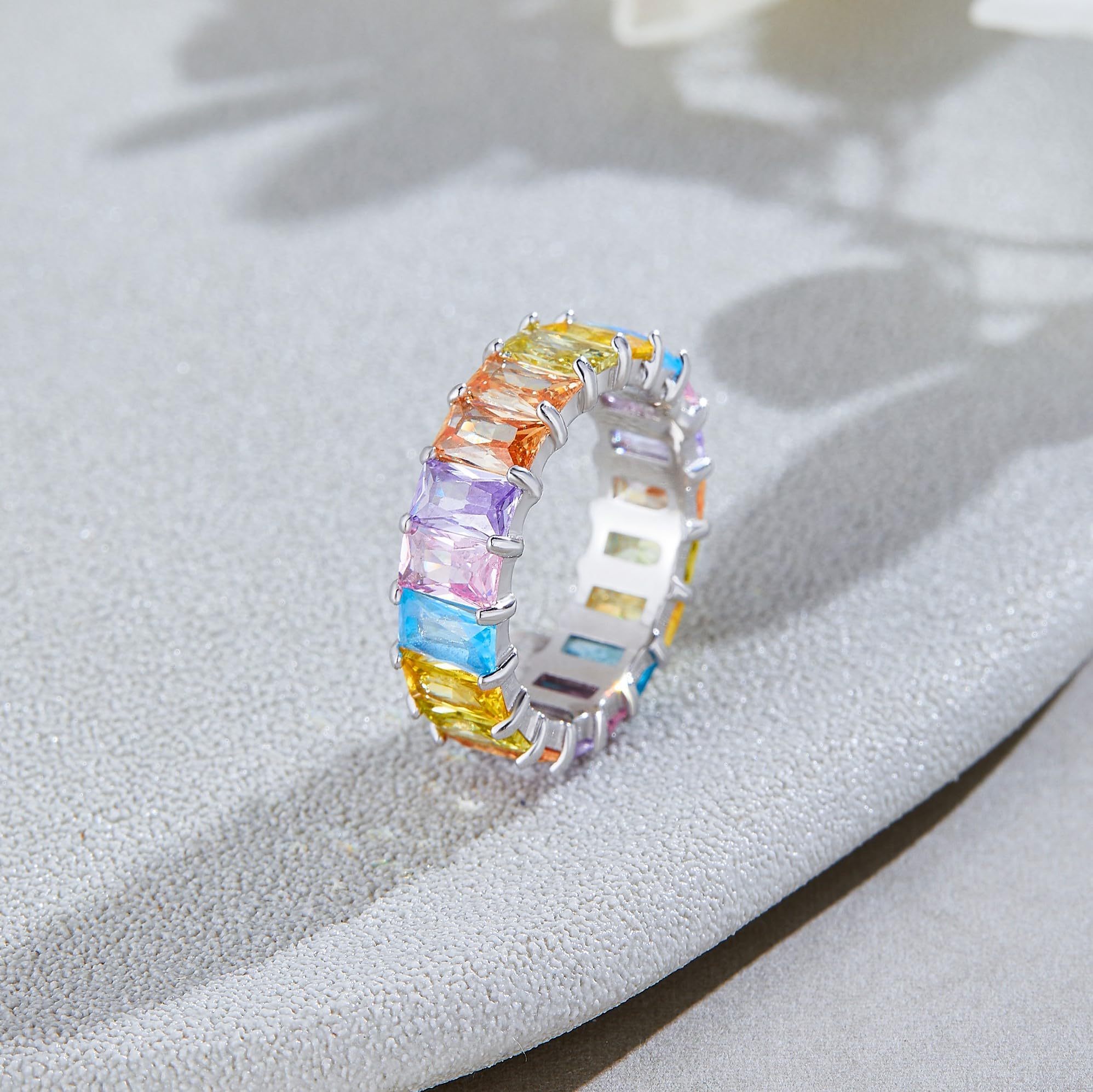 Eternity Eye Catching Pastel Rainbow Ring