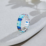 Eternity Shades of Blue Rainbow Ring