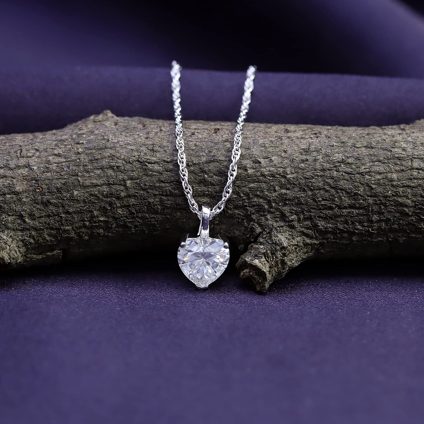1/2 Carat Heart Cut Lab Created Moissanite Diamond Solitaire Pendant Necklace In 925 Sterling Silver (0.50 Cttw)