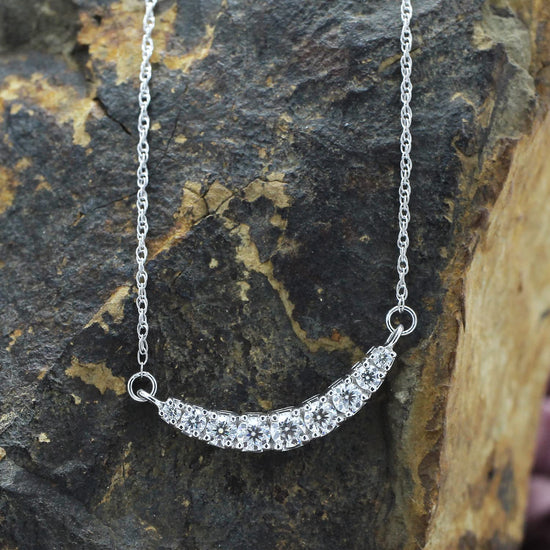 1/2 Carat Lab Created Moissanite Diamond Nine Stone Graduated Statement Collar Necklace In 925 Sterling Silver