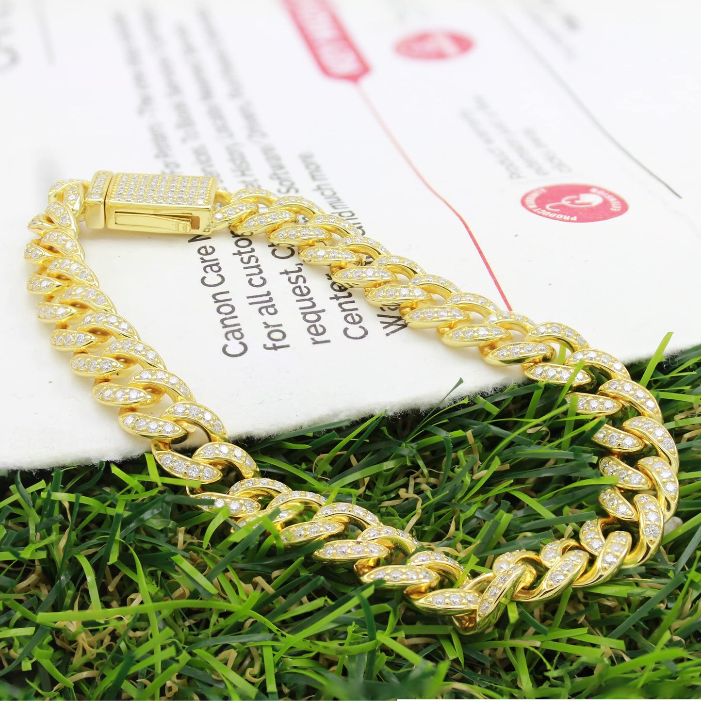 Round Cut Lab Created Moissanite Diamond 8MM Width Cuban Chain Bracelet For Men In 925 Sterling Silver