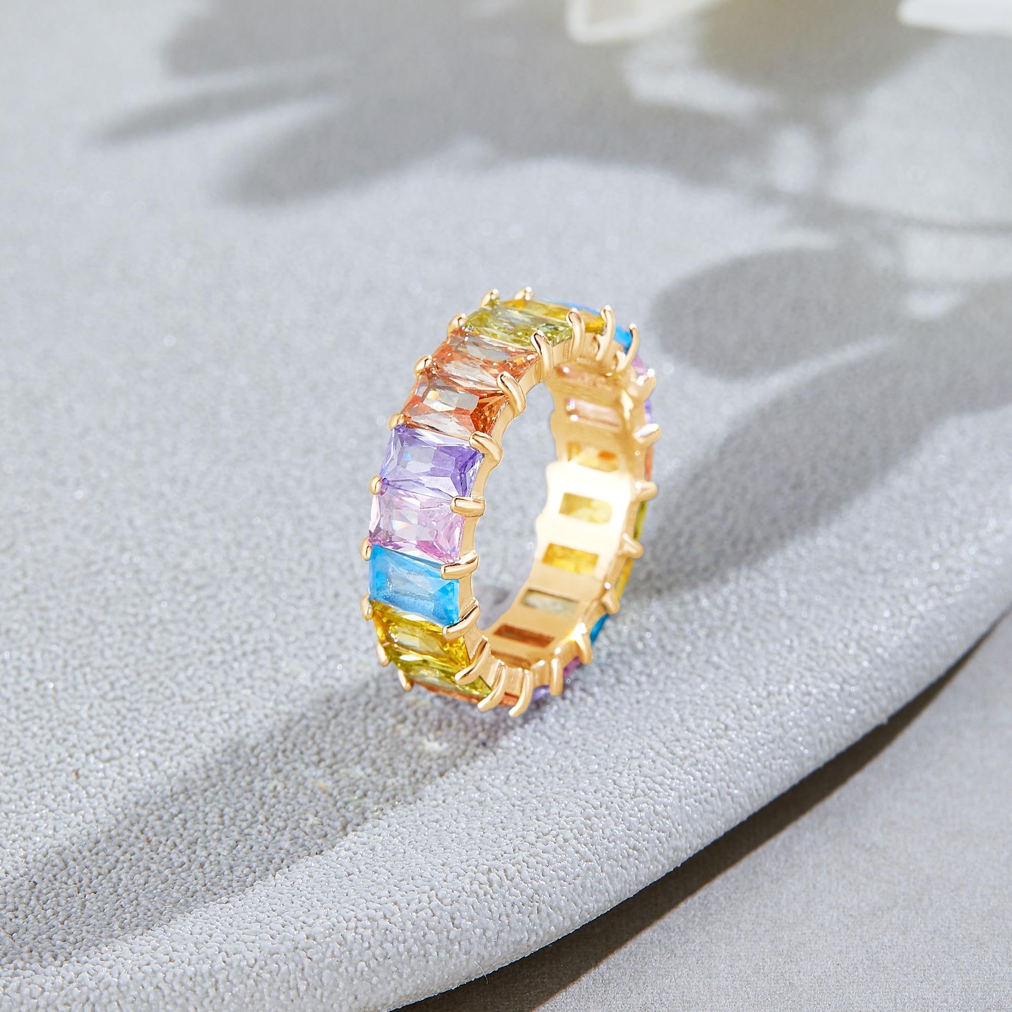 Eternity Eye Catching Pastel Rainbow Ring