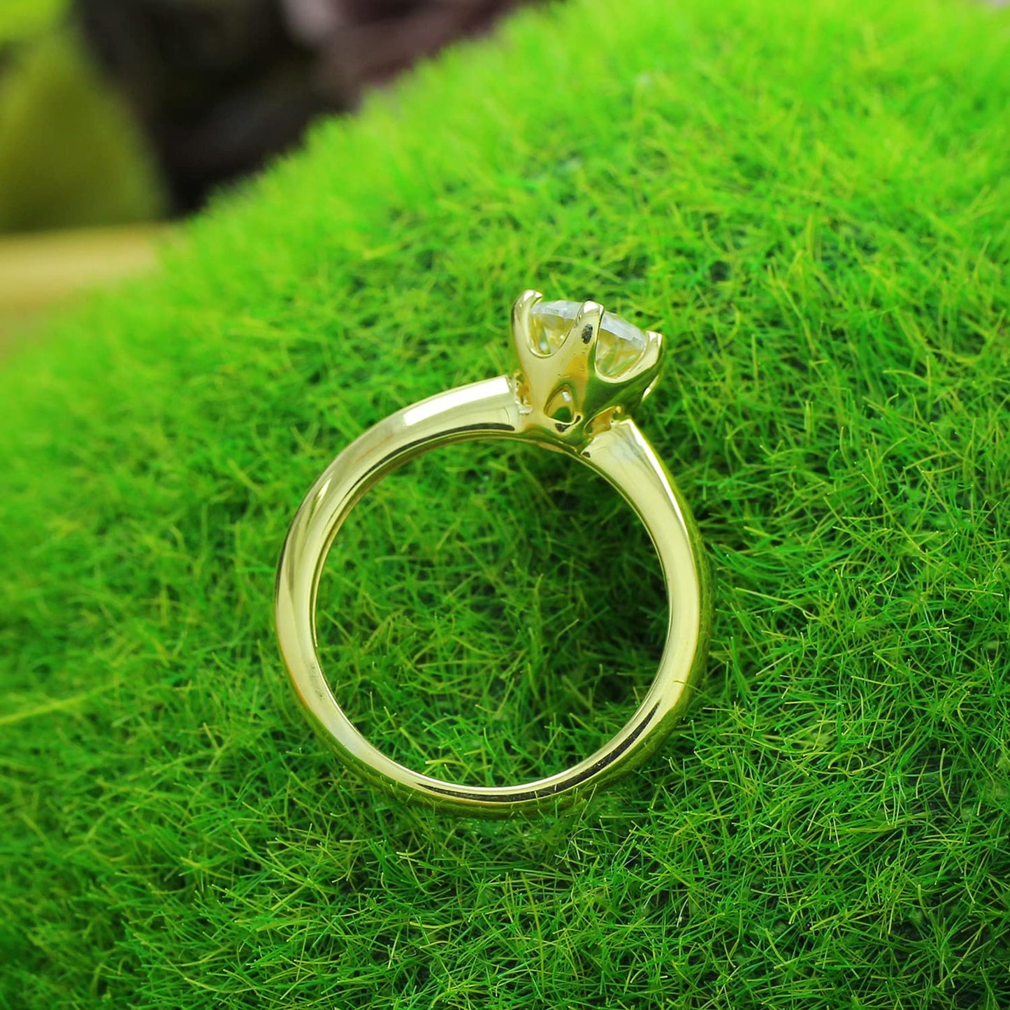 6.5MM Round Cut Lab Created Moissanite Diamond Solitaire Engagement Wedding Promise Ring for Women in 925 Sterling Silver (1 Cttw)