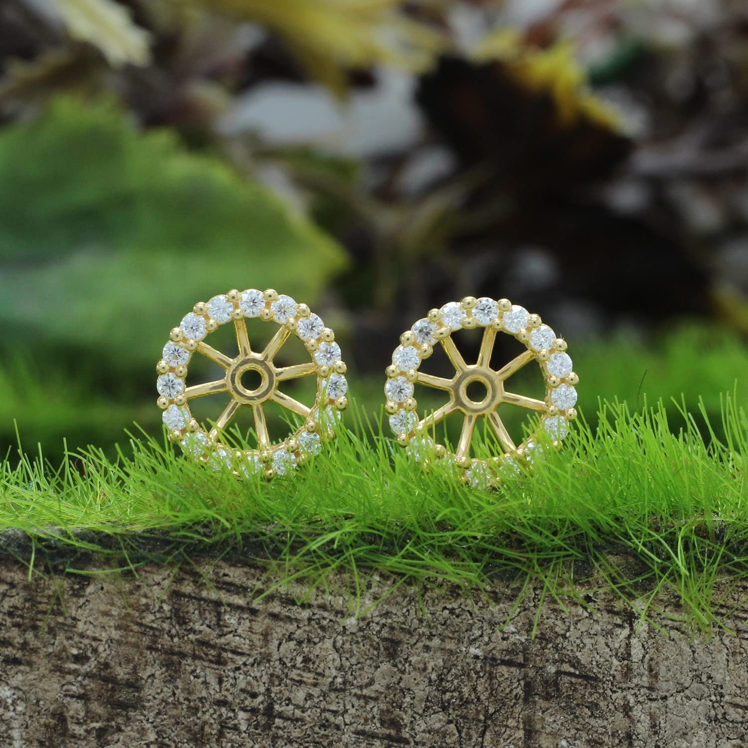 Halo Women's Earring Jackets for 8.50MM Round Shape Studs with Lab Grown Diamond Ear Jackets