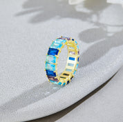 Eternity Shades of Blue Rainbow Ring