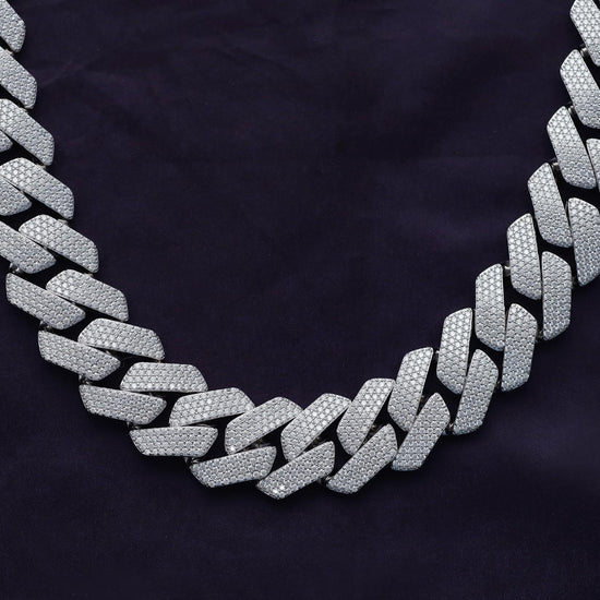 Miami Cuban Link Chain Necklace 71.70 CTTW 22MM Width Four Row Round Lab Created Moissanite Diamond Men's Necklace Jewelry in 18K Gold Over Sterling Silver 28" Length