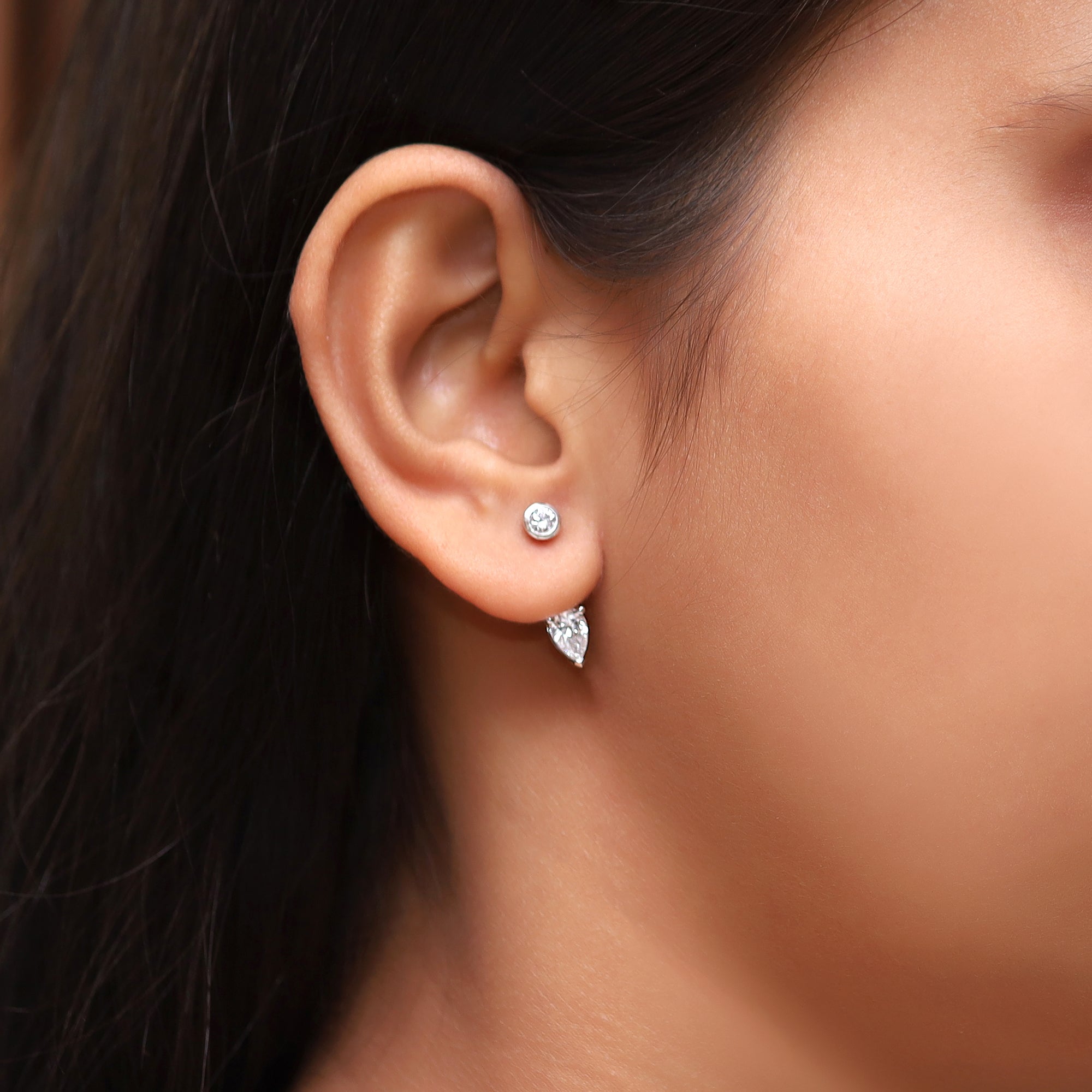 Pear & Round-Shaped Add-On Lab-Grown Diamond Earrings