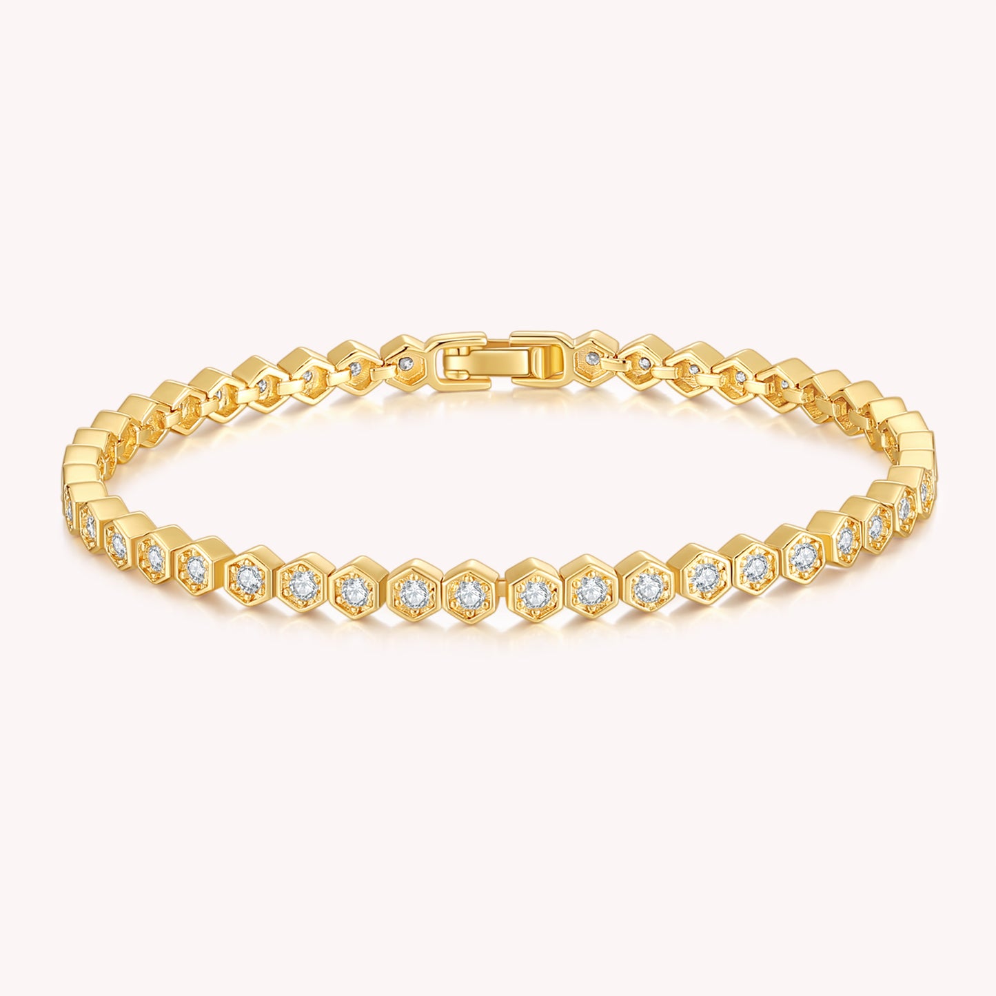 Hexagon Shape Diamond Tennis Bracelet