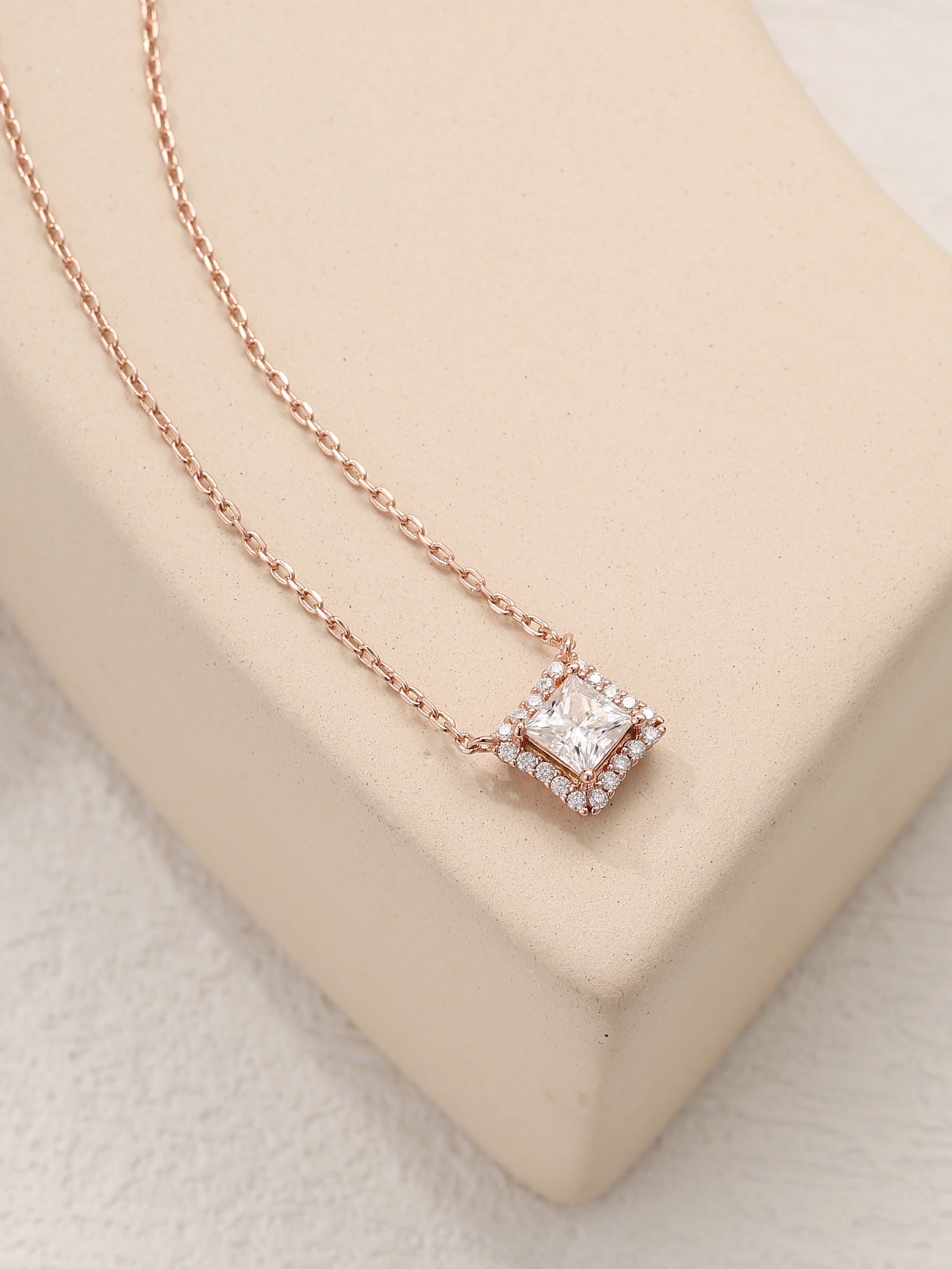 Princess Moissanite Diamond Necklace