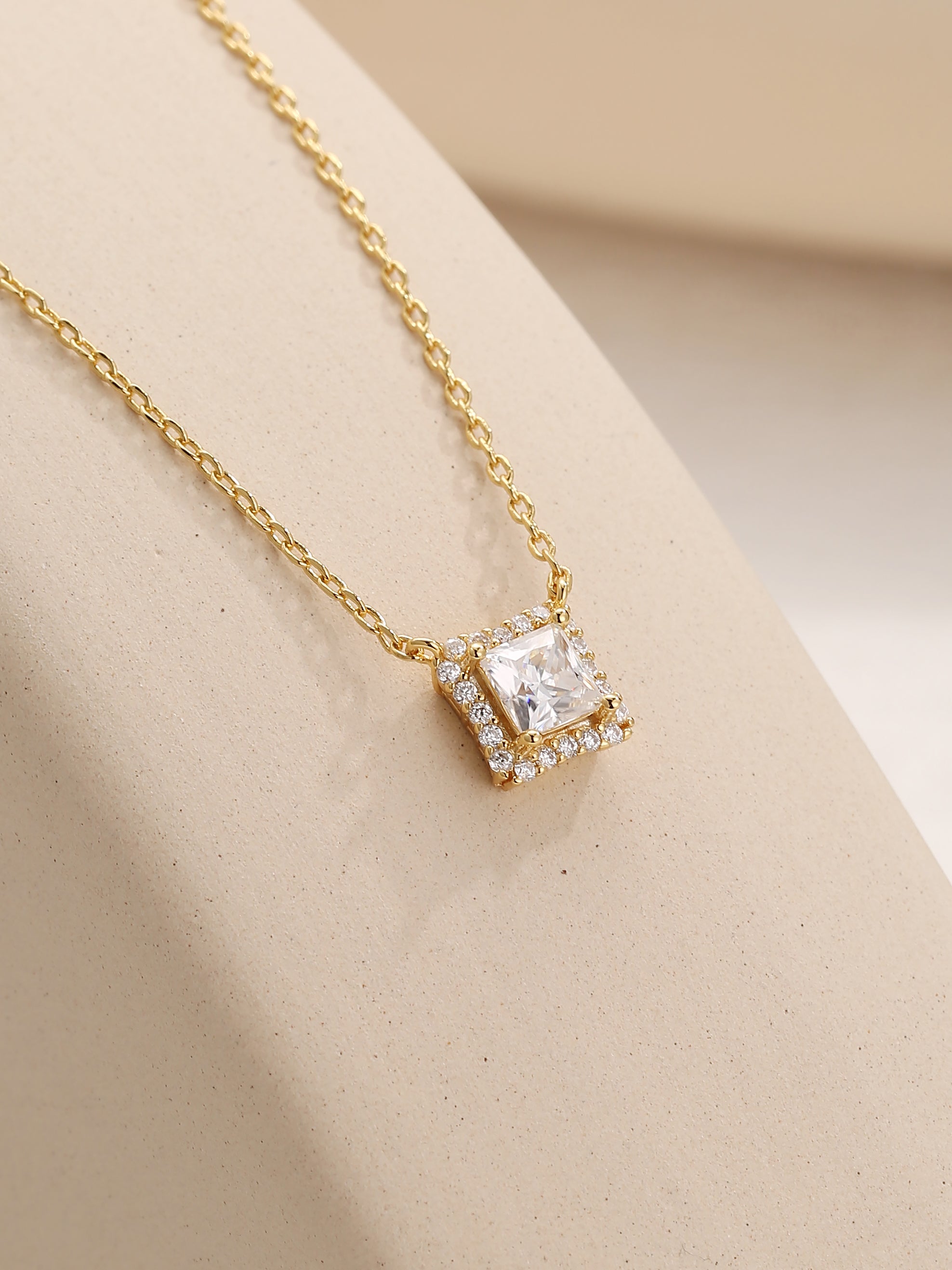 Princess Moissanite Diamond Necklace