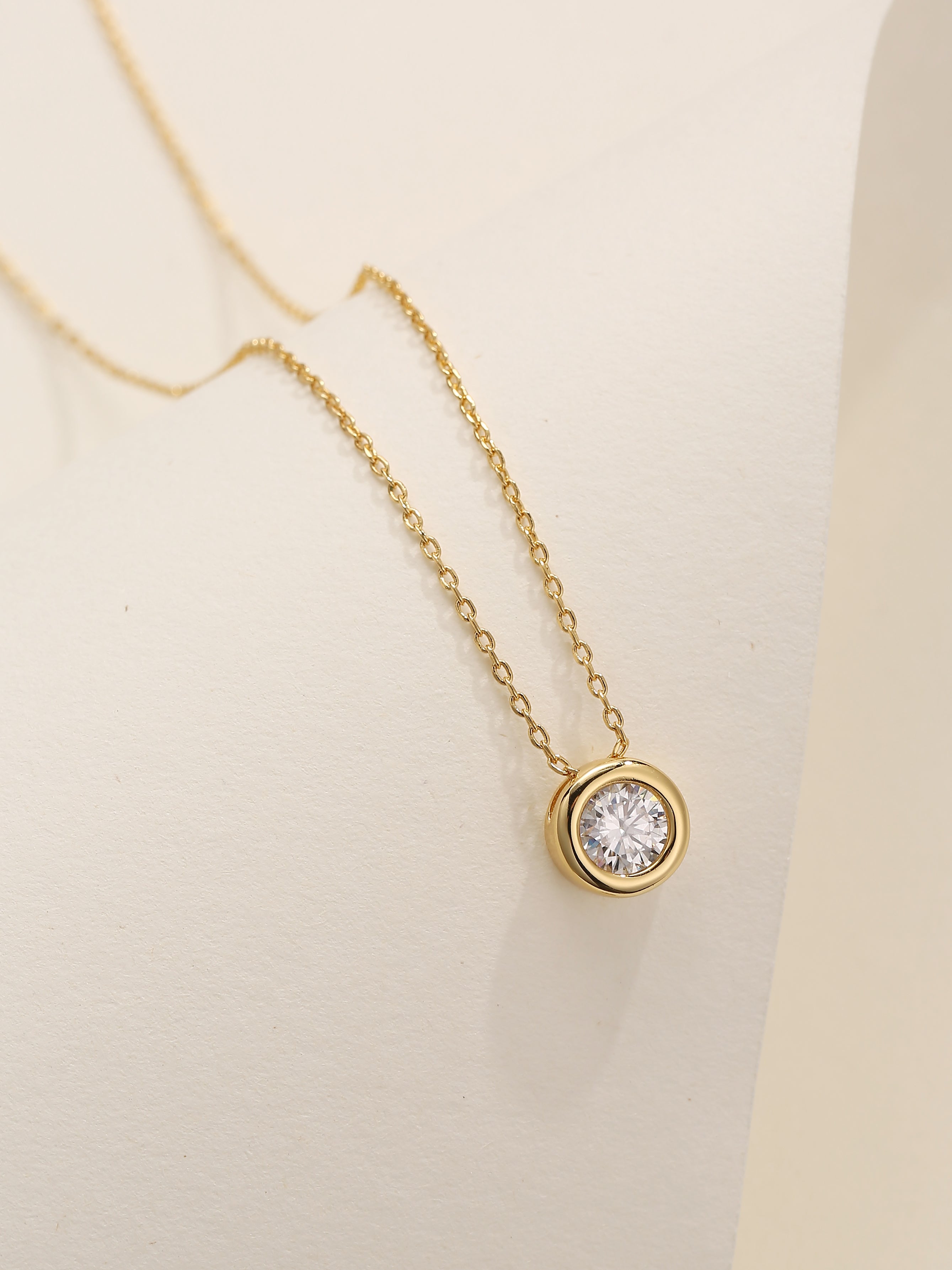 Bezel Set Solitaire Diamond Necklace