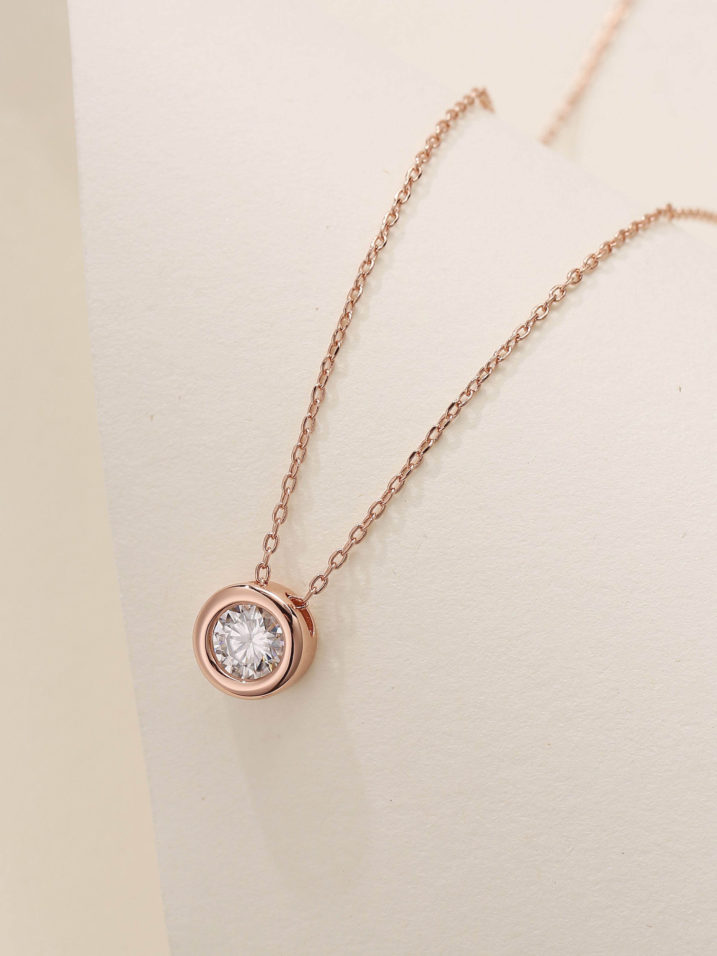 Bezel Set Solitaire Diamond Necklace