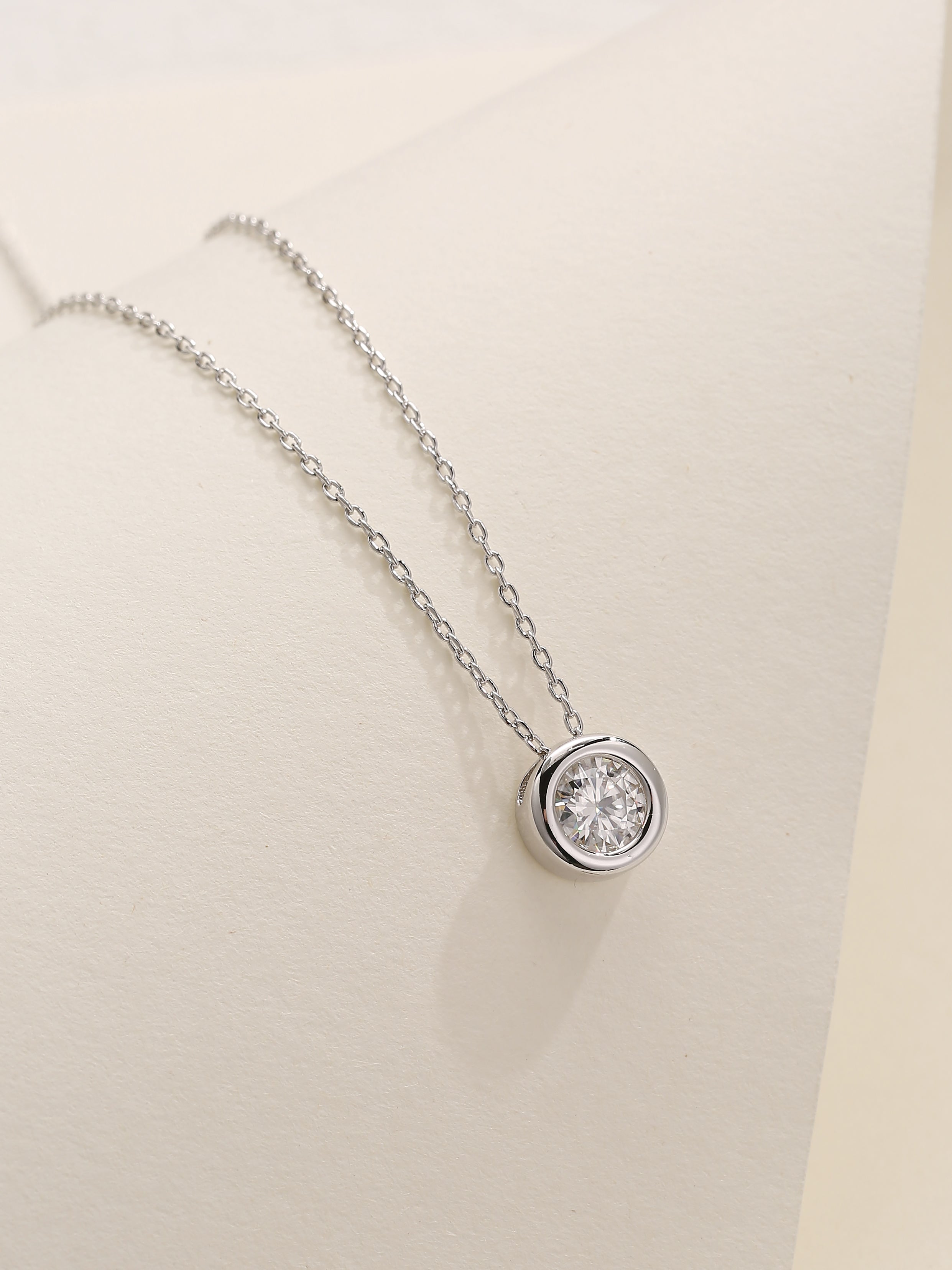 Bezel Set Solitaire Diamond Necklace