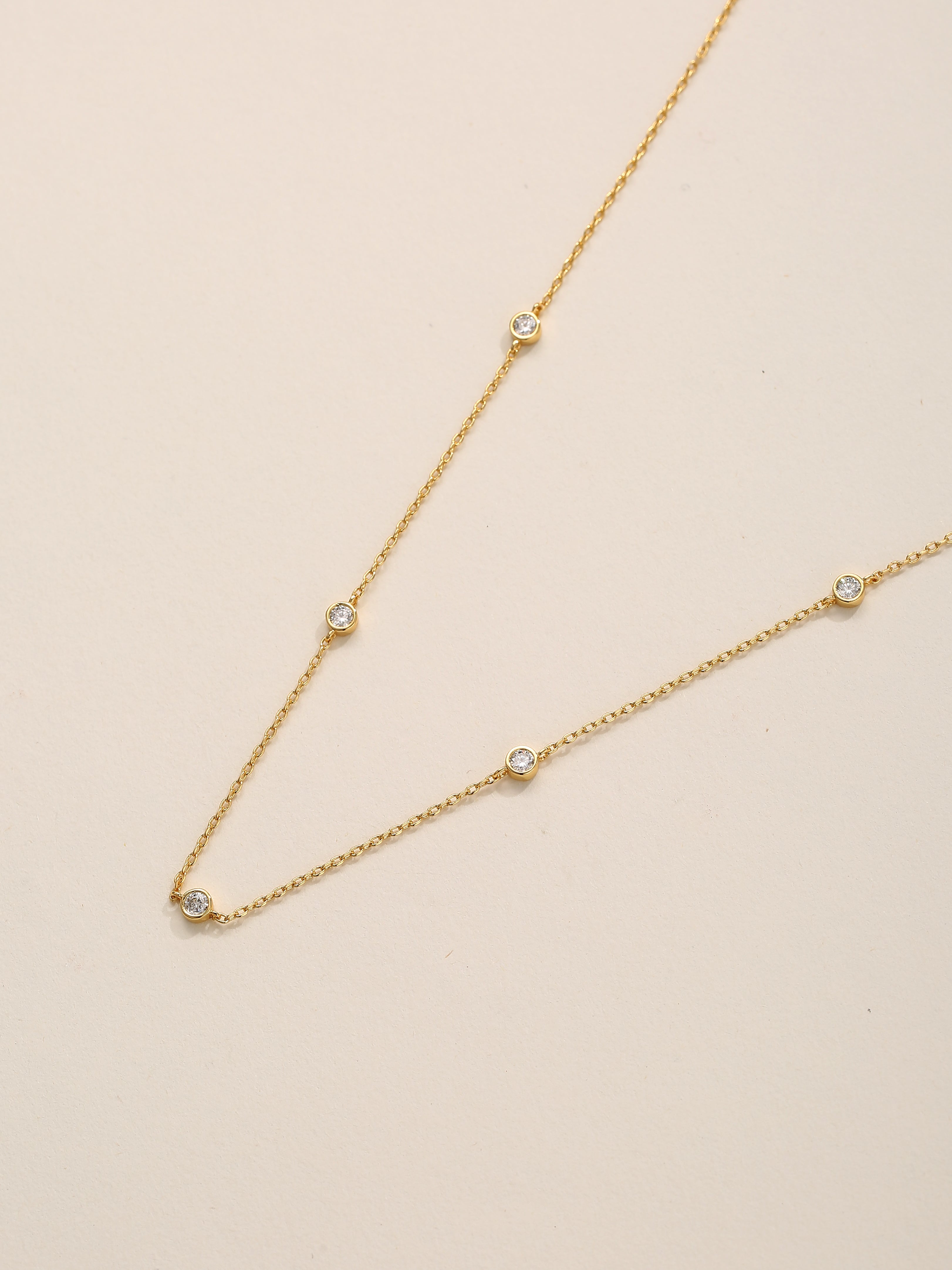 Five Stone Station Moissanite Diamond Necklace