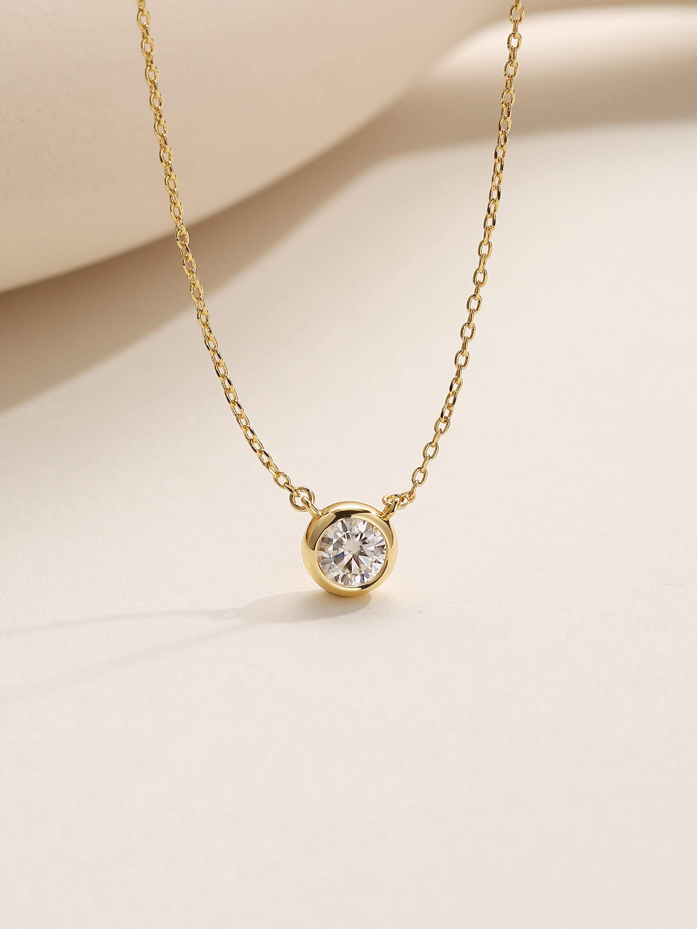 Bezel Set Solitaire Diamond Necklace