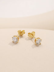 Moissanite Diamond 10K Gold Post Stud Earrings