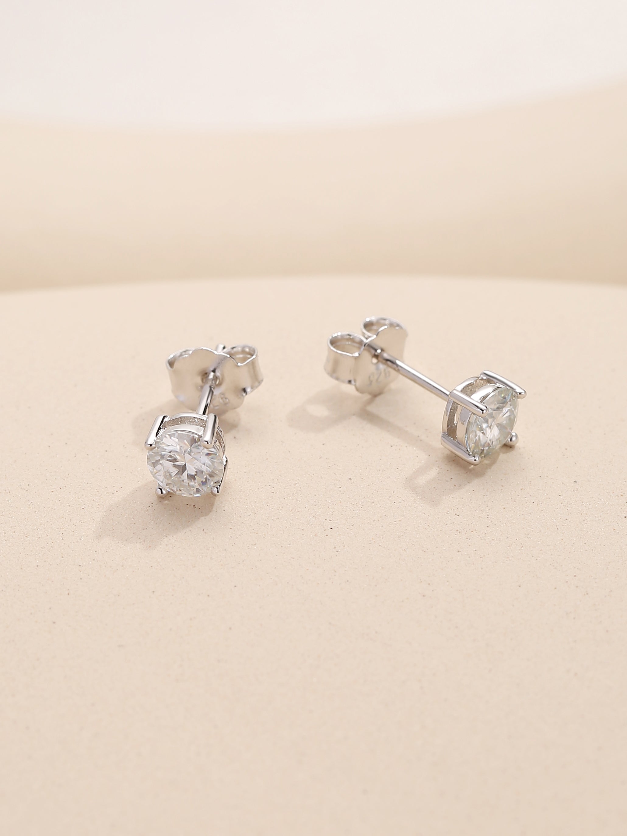 Moissanite Diamond 10K Gold Post Stud Earrings